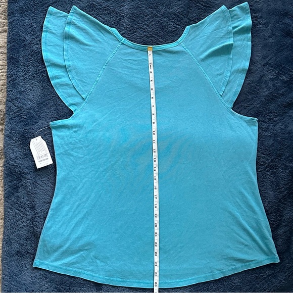 Time and Tru Women's FLUTTER SLEEVE T-Shirt Size XL BLUE - Picture 9 of 11